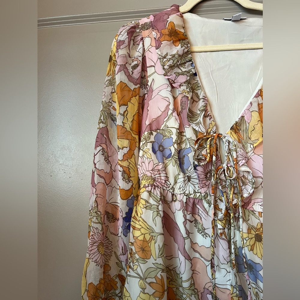 Neon Rose Floral Ruffle Romper - Picture 4 of 10